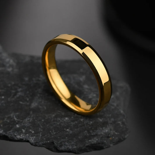 Letdiffery 4mm Simple Smooth Women Rings Black Stainless Steel Men Rings