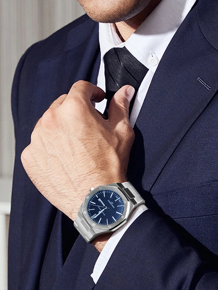 SAPPHERO Men's Luxury Business Stainless Steel Watch For Men Sport Excellence Waterproof Wristwatch Tough Men Gift Clock