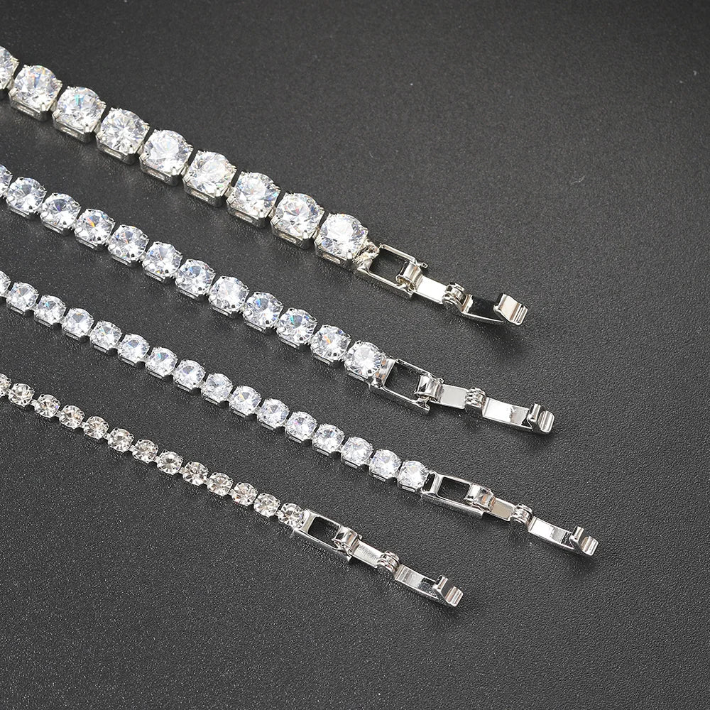 Silver Color 2.5/3/4/5mm Zircon Tennis Bracelet For Women Men