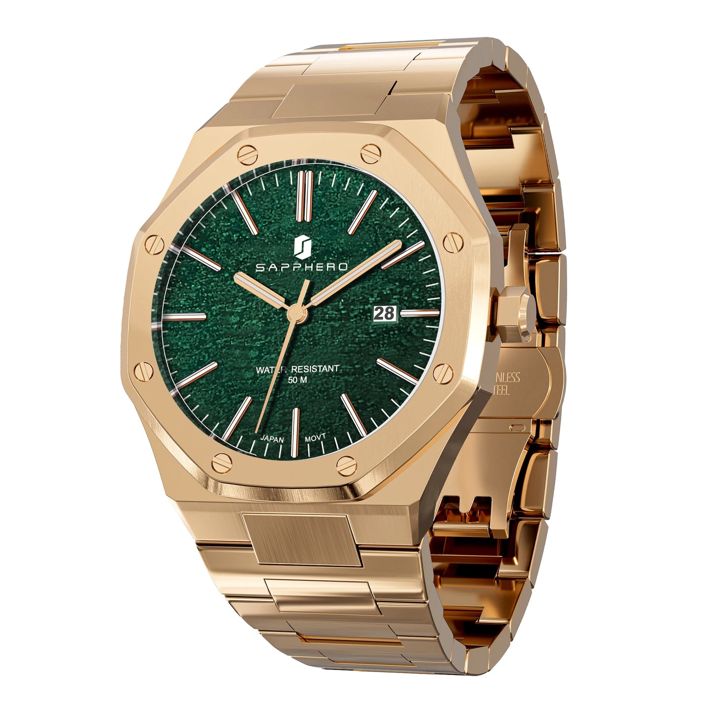 SAPPHERO Men's Luxury Business Stainless Steel Watch For Men Sport Excellence Waterproof Wristwatch Tough Men Gift Clock