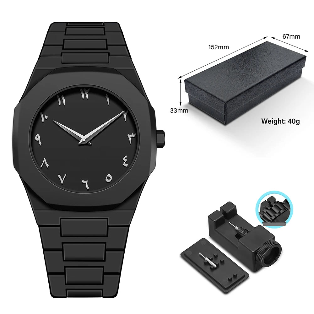 SHUAIKE  1142-4 Business Men's Watch Men's Quartz Watch Classic Fashion Round Watch Art Arabic Digital New Watch Men's Clock