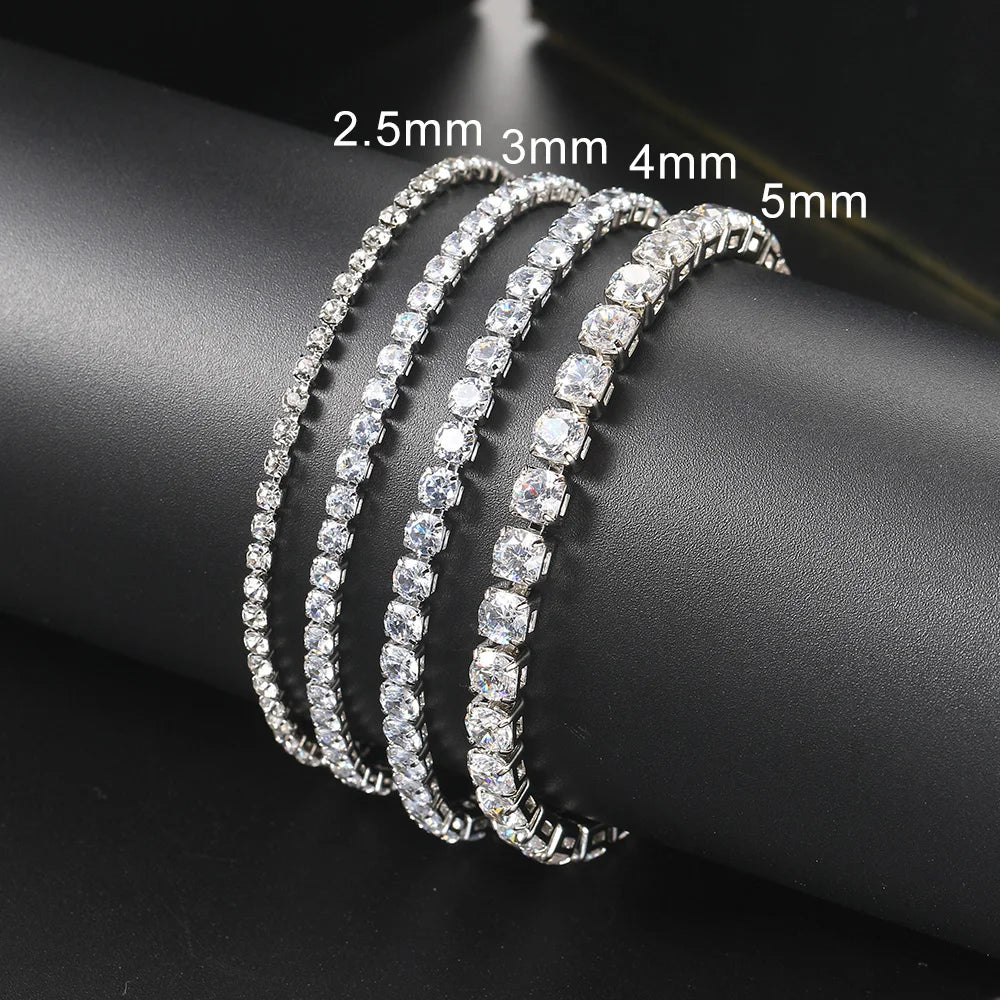 Silver Color 2.5/3/4/5mm Zircon Tennis Bracelet For Women Men