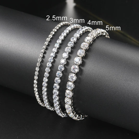 Silver Color 2.5/3/4/5mm Zircon Tennis Bracelet For Women Men