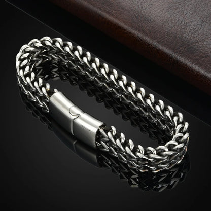 Stainless Steel Braided Double Row Front and Rear Fish Scale Alloy Magnetic Buckle Bracelet