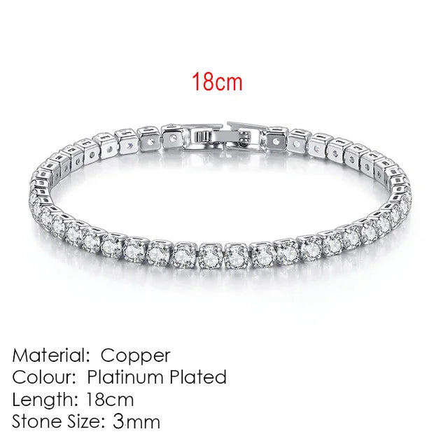 Silver Color 2.5/3/4/5mm Zircon Tennis Bracelet For Women Men
