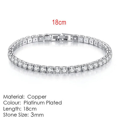 Silver Color 2.5/3/4/5mm Zircon Tennis Bracelet For Women Men