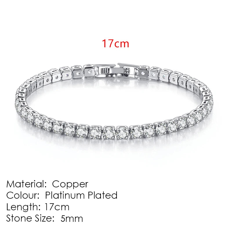 Silver Color 2.5/3/4/5mm Zircon Tennis Bracelet For Women Men