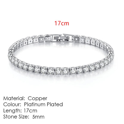 Silver Color 2.5/3/4/5mm Zircon Tennis Bracelet For Women Men