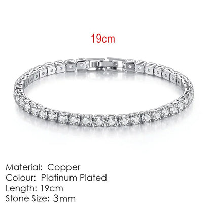 Silver Color 2.5/3/4/5mm Zircon Tennis Bracelet For Women Men