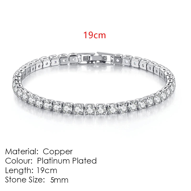 Silver Color 2.5/3/4/5mm Zircon Tennis Bracelet For Women Men
