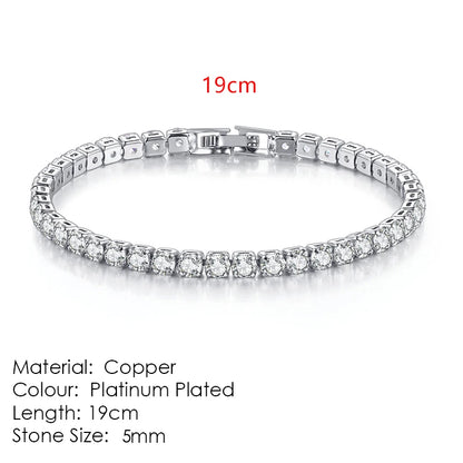 Silver Color 2.5/3/4/5mm Zircon Tennis Bracelet For Women Men