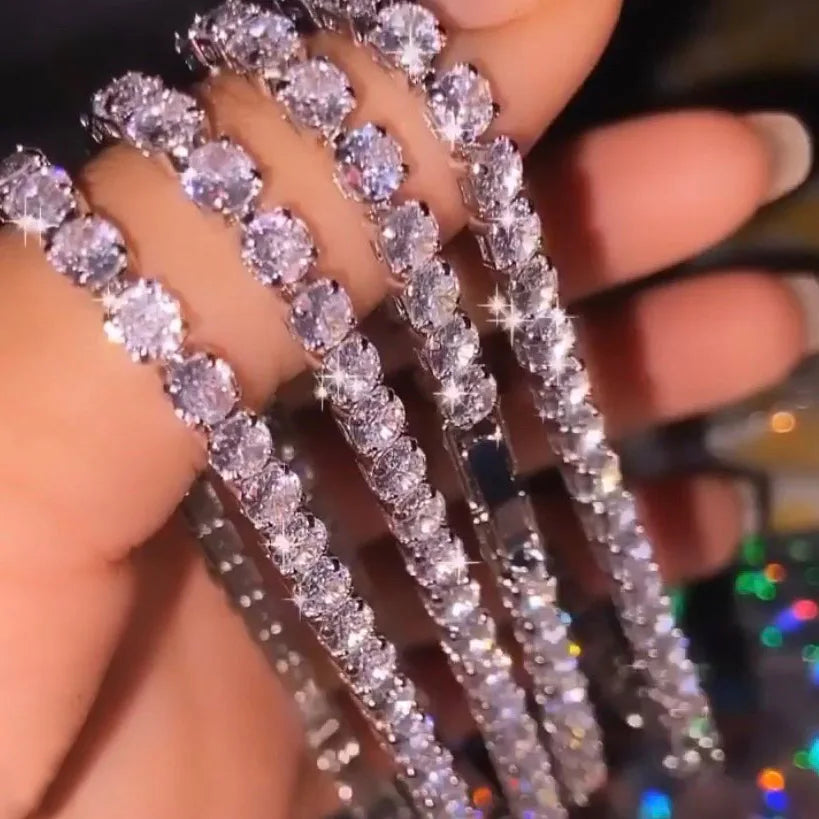 Silver Color 2.5/3/4/5mm Zircon Tennis Bracelet For Women Men