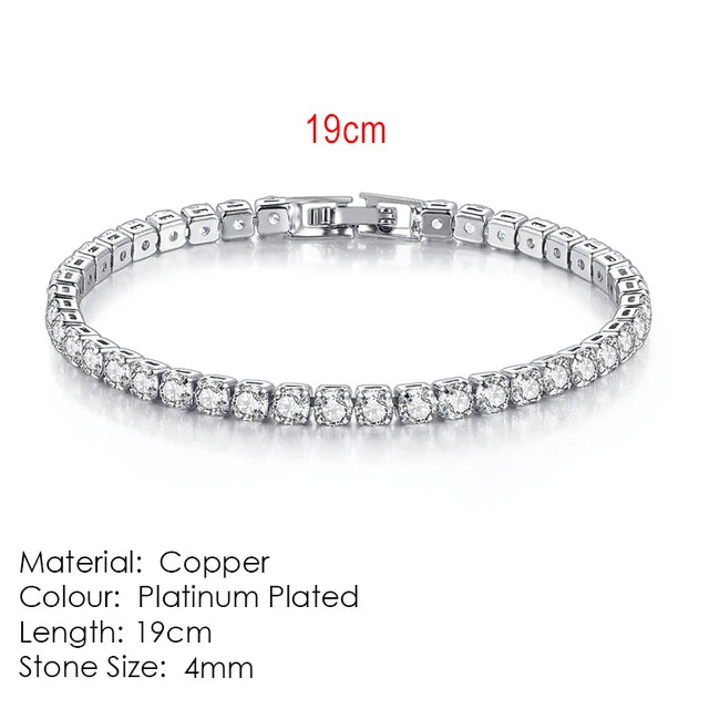 Silver Color 2.5/3/4/5mm Zircon Tennis Bracelet For Women Men