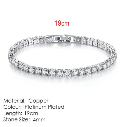 Silver Color 2.5/3/4/5mm Zircon Tennis Bracelet For Women Men