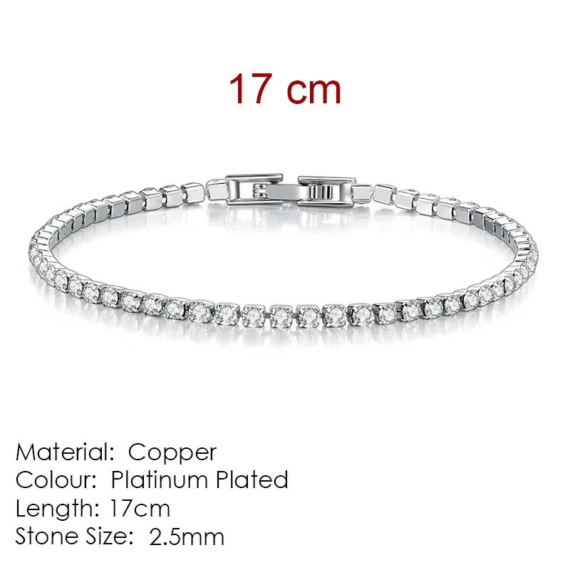 Silver Color 2.5/3/4/5mm Zircon Tennis Bracelet For Women Men
