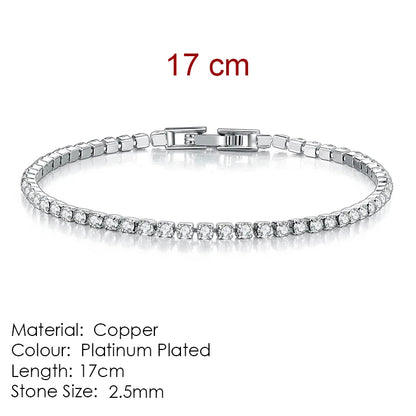 Silver Color 2.5/3/4/5mm Zircon Tennis Bracelet For Women Men