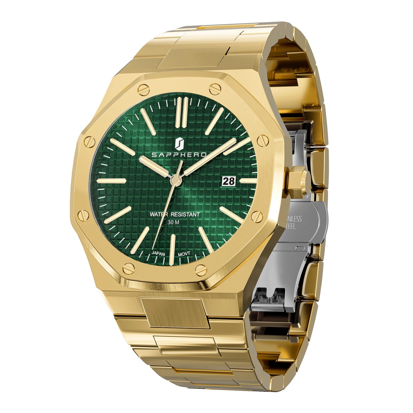 SAPPHERO Men's Luxury Business Stainless Steel Watch For Men Sport Excellence Waterproof Wristwatch Tough Men Gift Clock