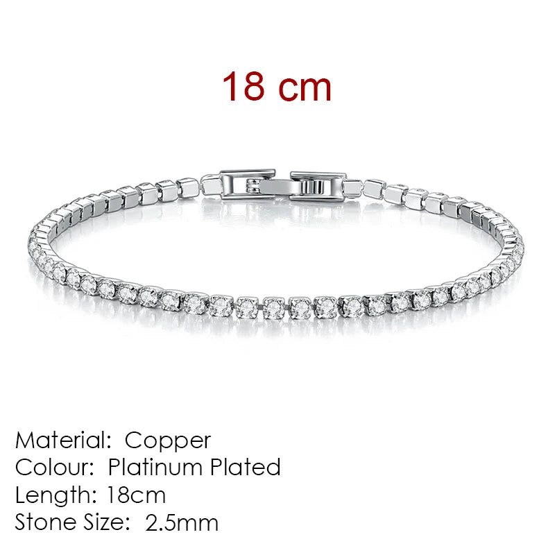 Silver Color 2.5/3/4/5mm Zircon Tennis Bracelet For Women Men