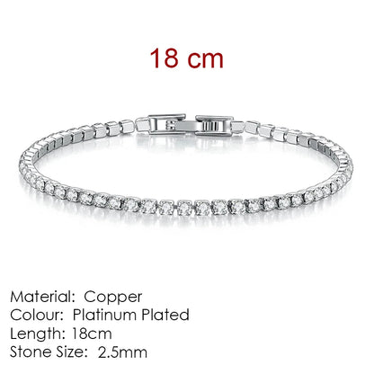 Silver Color 2.5/3/4/5mm Zircon Tennis Bracelet For Women Men
