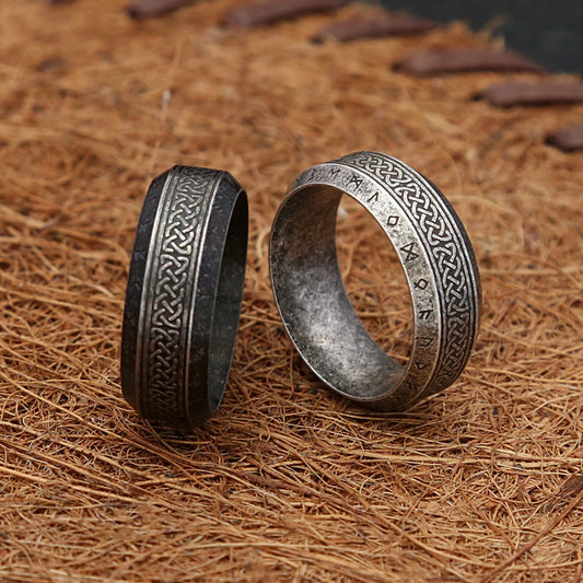 Fashion Vintage Simple Viking Rune Ring for Men Women