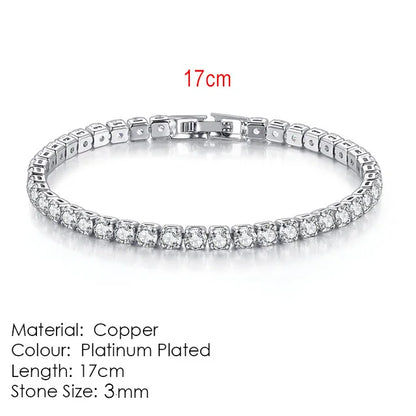Silver Color 2.5/3/4/5mm Zircon Tennis Bracelet For Women Men