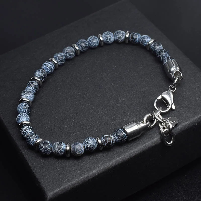 6mm Tiger Eye Beads Strand Bracelets Men Women Charm Stainless steel Chain Colorful Natural Stone Bracelet Male Jewelry Gift New