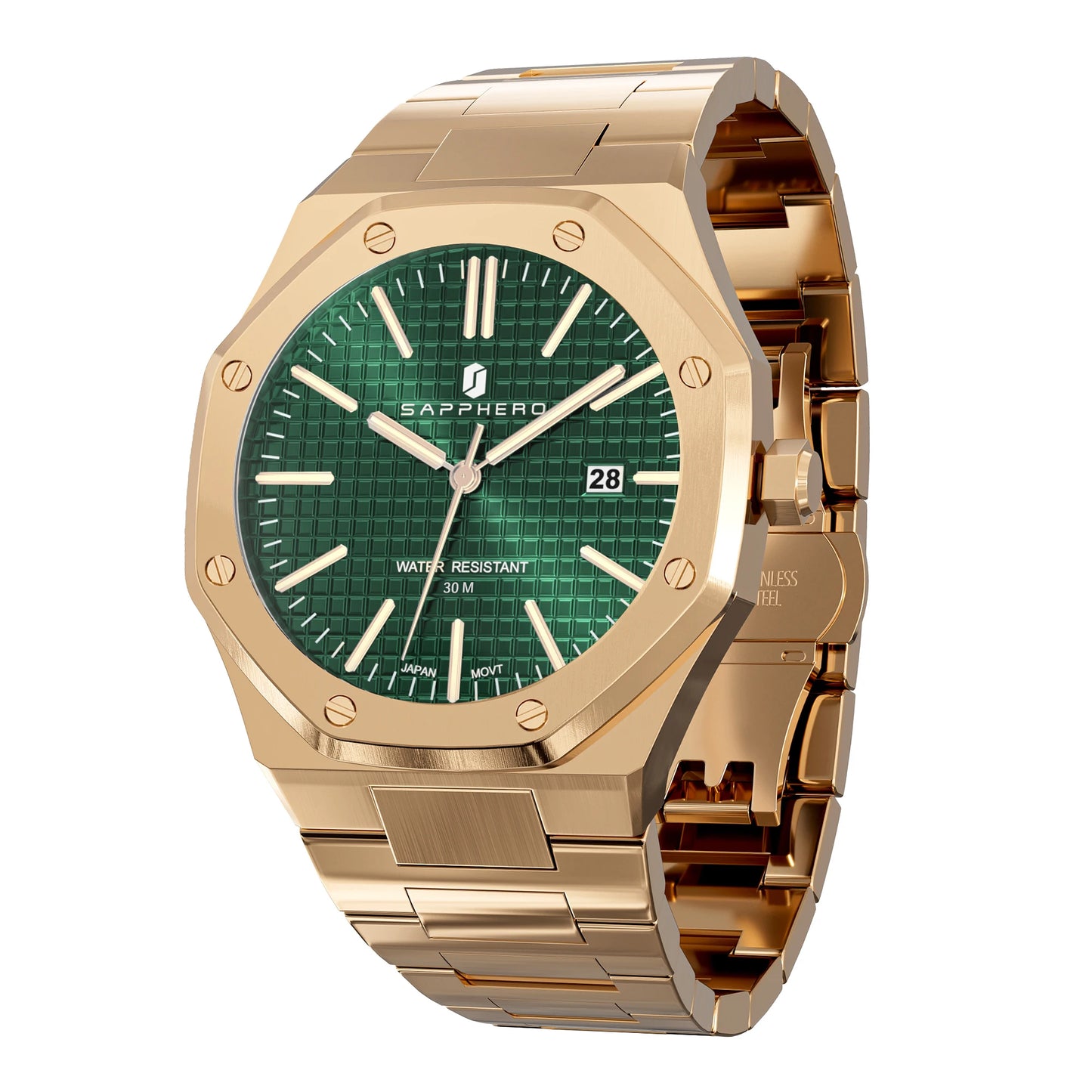 SAPPHERO Men's Luxury Business Stainless Steel Watch For Men Sport Excellence Waterproof Wristwatch Tough Men Gift Clock
