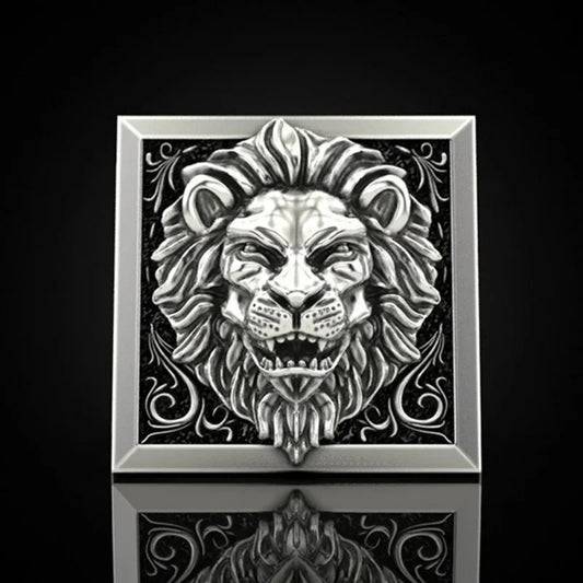 Fashion Punk Domineering Lion Head Men's Ring Creative Storage Finger Link Day Friendship Jewelry