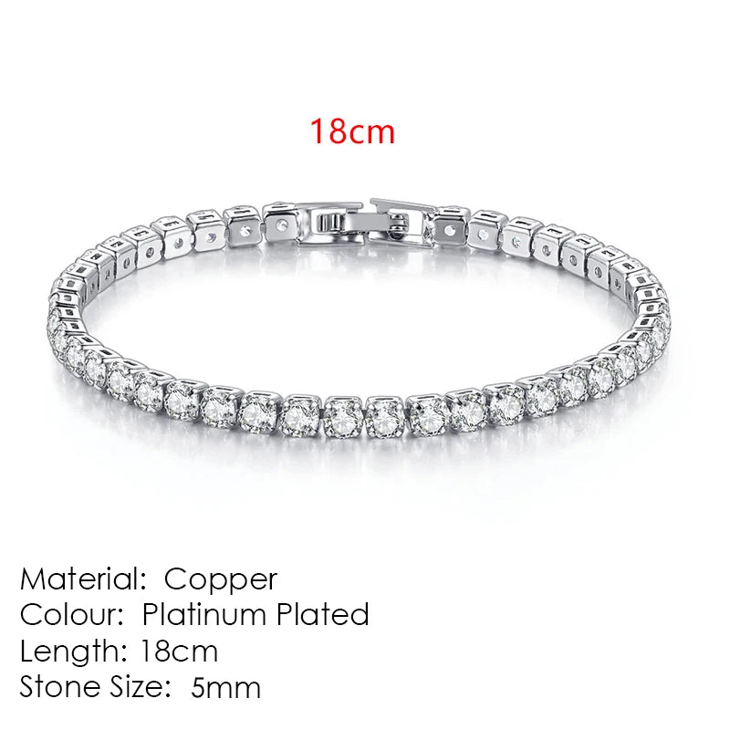 Silver Color 2.5/3/4/5mm Zircon Tennis Bracelet For Women Men