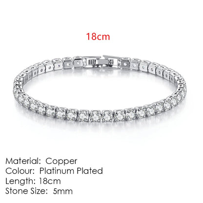 Silver Color 2.5/3/4/5mm Zircon Tennis Bracelet For Women Men