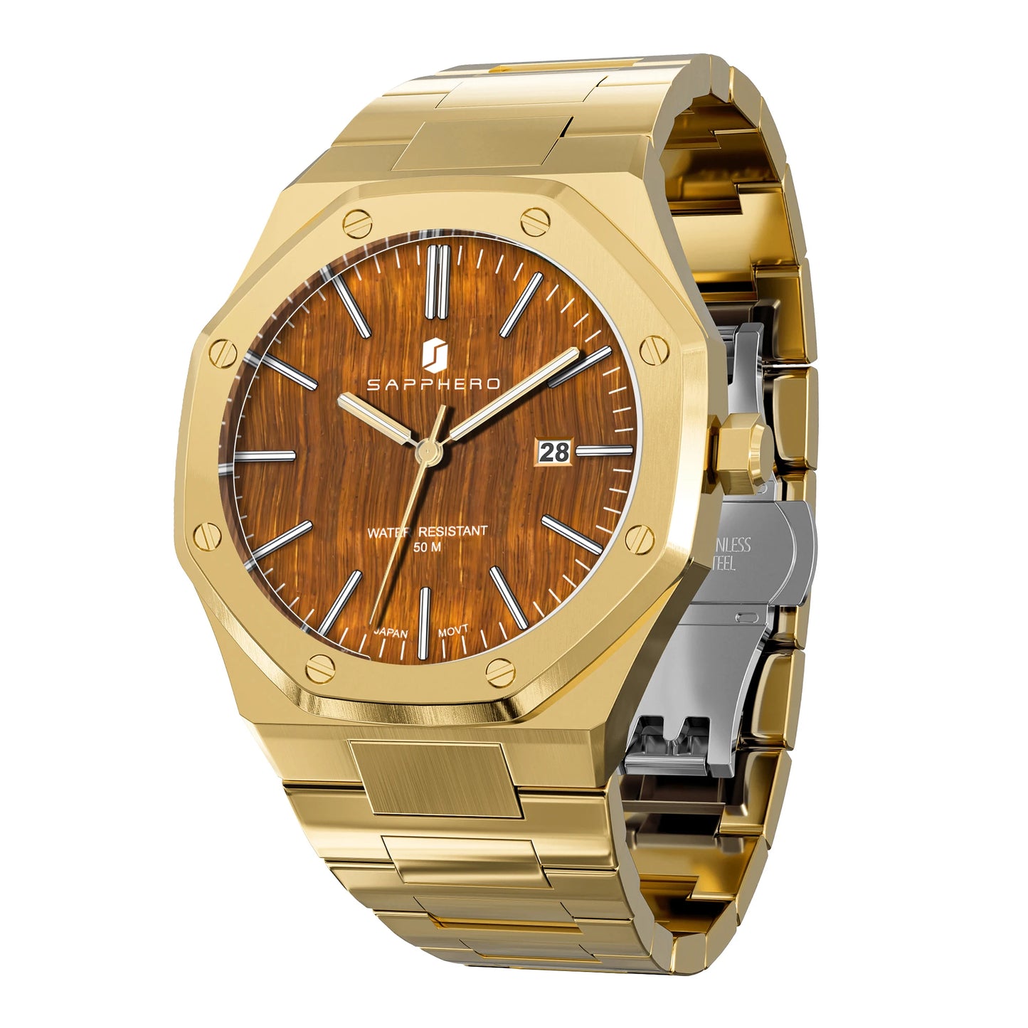 SAPPHERO Men's Luxury Business Stainless Steel Watch For Men Sport Excellence Waterproof Wristwatch Tough Men Gift Clock