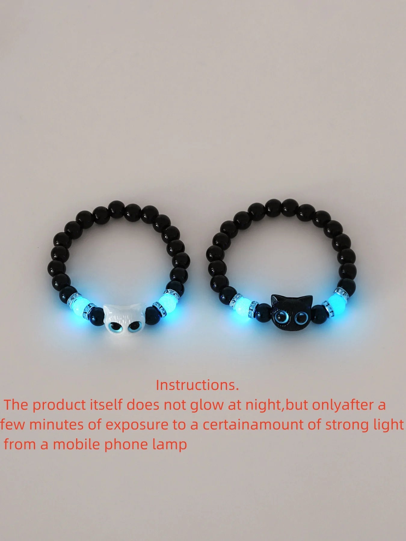 Matching Bracelets Couples Women Men Luminous Cute Cat Friendship Bracelete