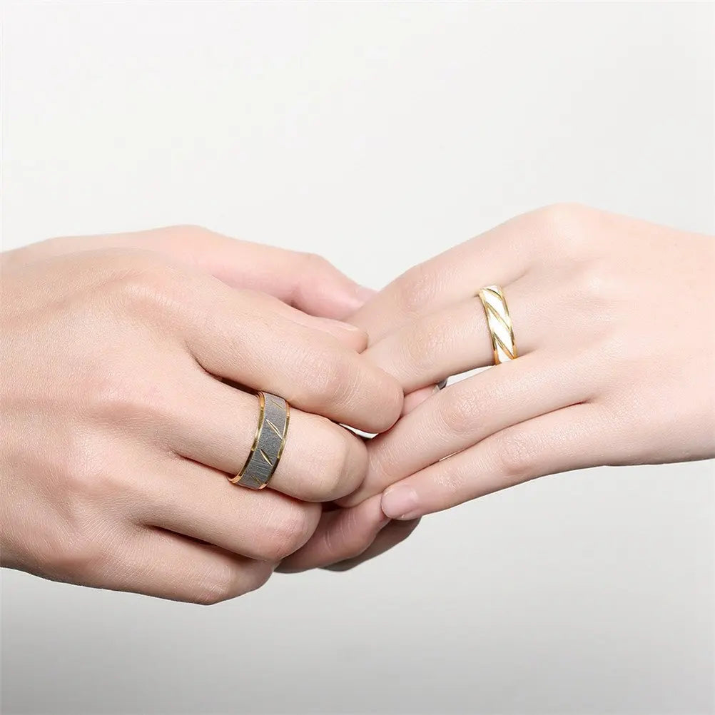 Unique Wave Pattern Couple Rings For Men Women