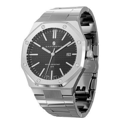 SAPPHERO Men's Luxury Business Stainless Steel Watch For Men Sport Excellence Waterproof Wristwatch Tough Men Gift Clock