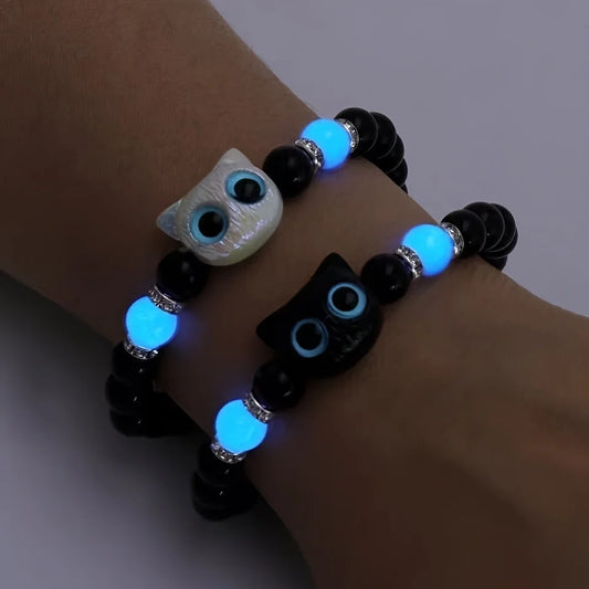 Matching Bracelets Couples Women Men Luminous Cute Cat Friendship Bracelete