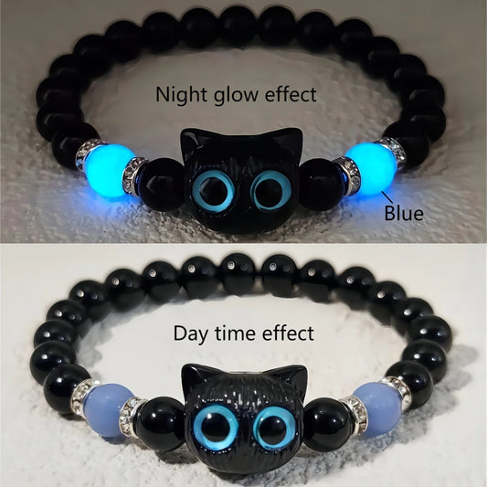 Matching Bracelets Couples Women Men Luminous Cute Cat Friendship Bracelete