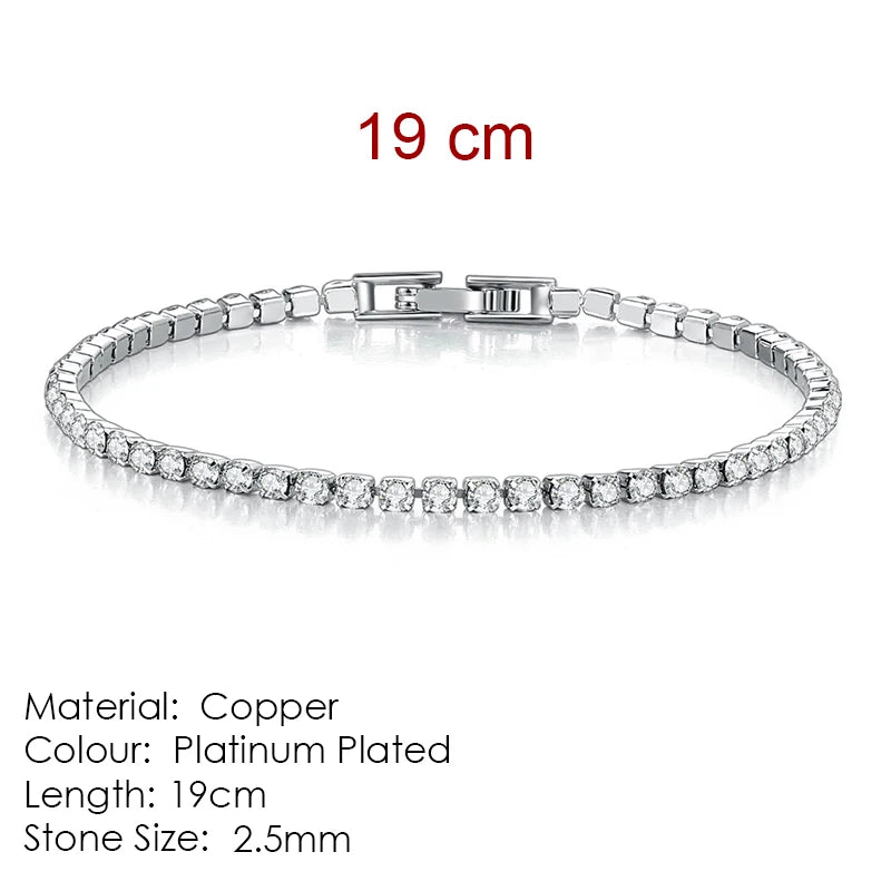 Silver Color 2.5/3/4/5mm Zircon Tennis Bracelet For Women Men