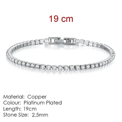 Silver Color 2.5/3/4/5mm Zircon Tennis Bracelet For Women Men